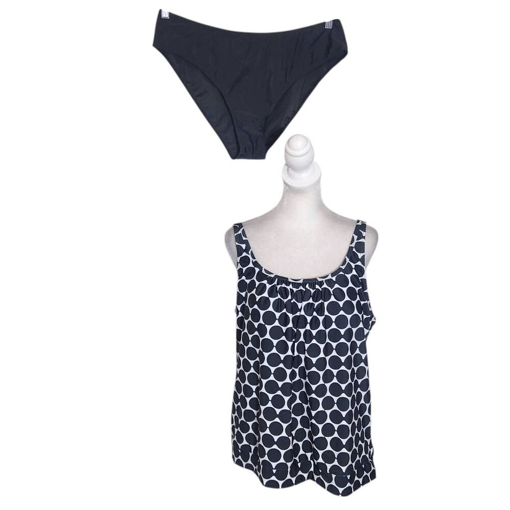 Black and White Circle Print Tankini Swimsuit NWOT Size XXL Polka Dot Tankini